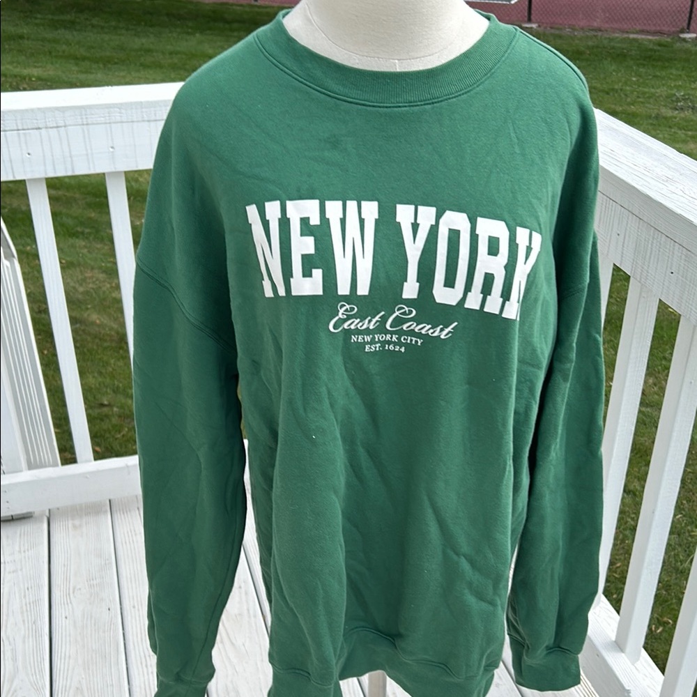 Oversized Green New York  Sweatshirt